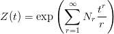            (         )
            ∑∞     tr
Z(t) = exp      Nr --
             r=1    r
